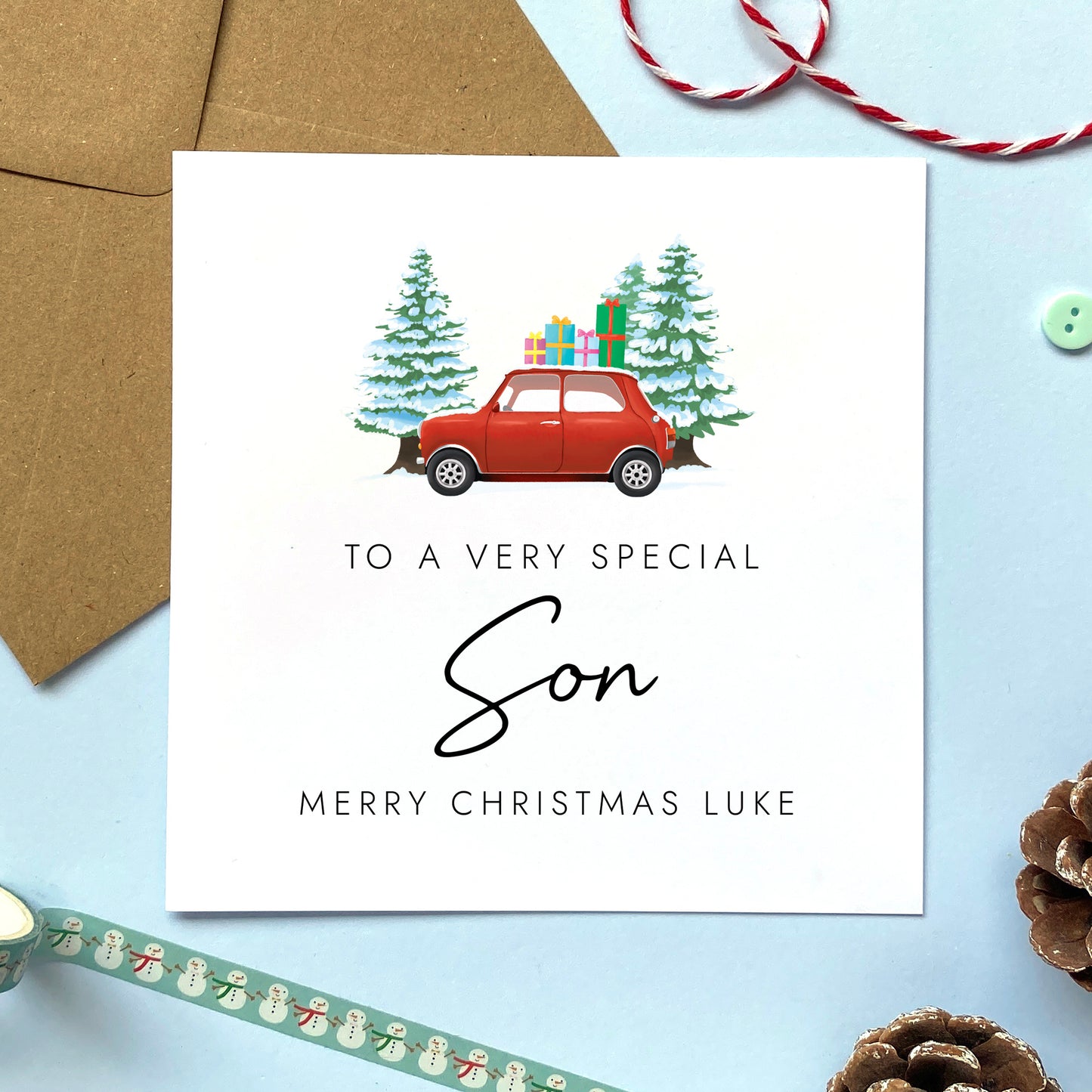 Personalised Classic Car Christmas Card for Son