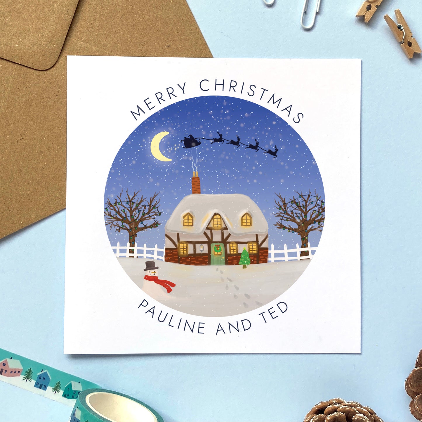 Personalised Country Cottage Christmas Card