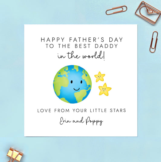 Best Daddy in the World Fathers Day Card from 3 Children
