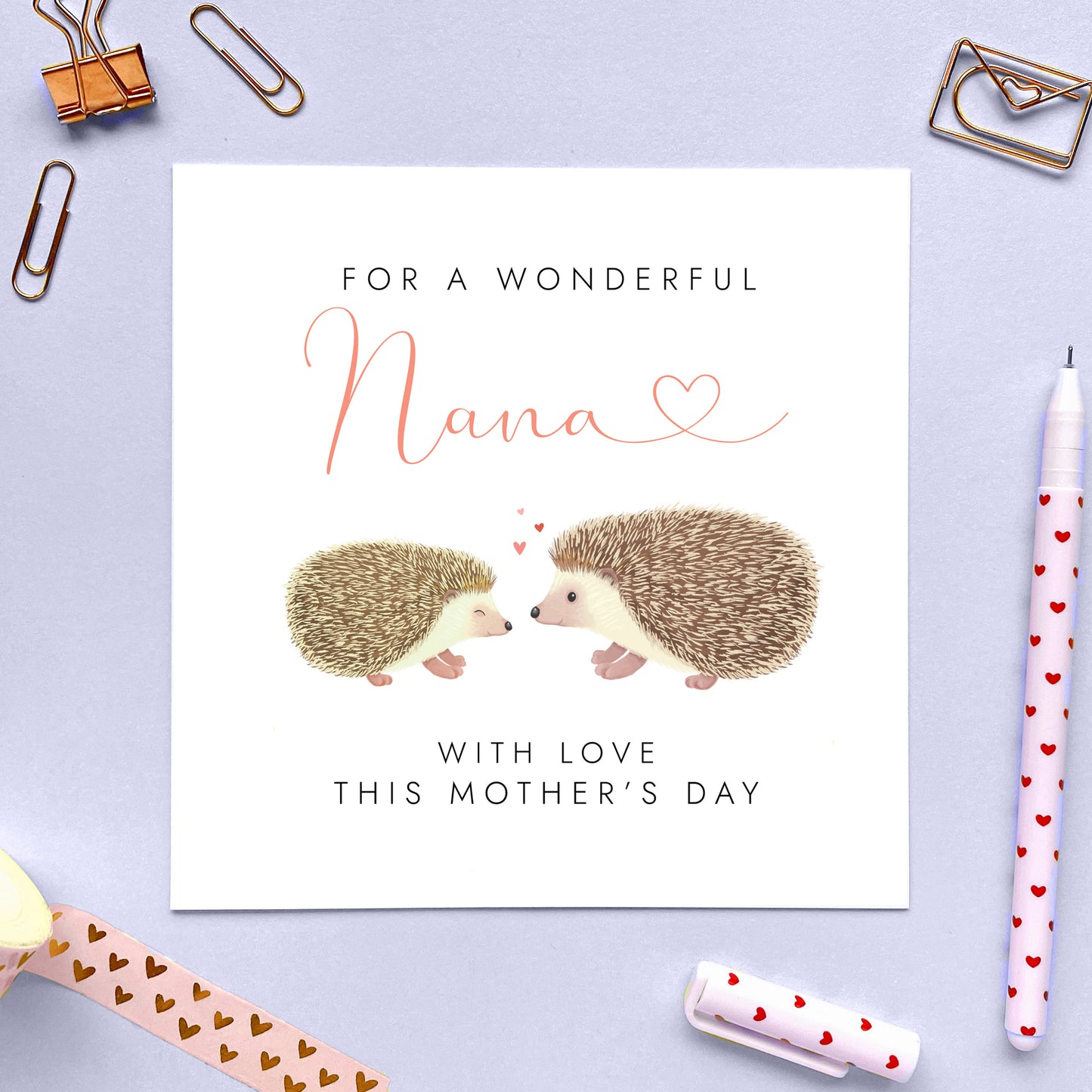 Personalised Hedgehogs Mother's Day Card for Nana
