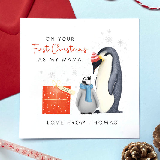 Personalised First Christmas as My Mummy Penguins Card