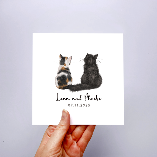 Personalised Cats Art Print - Square 148mm