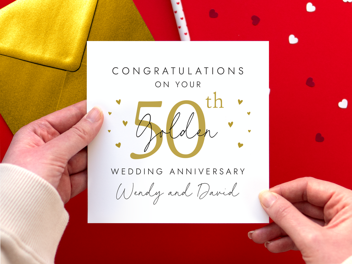 Personalised 50th Wedding Anniversary Card for Couple