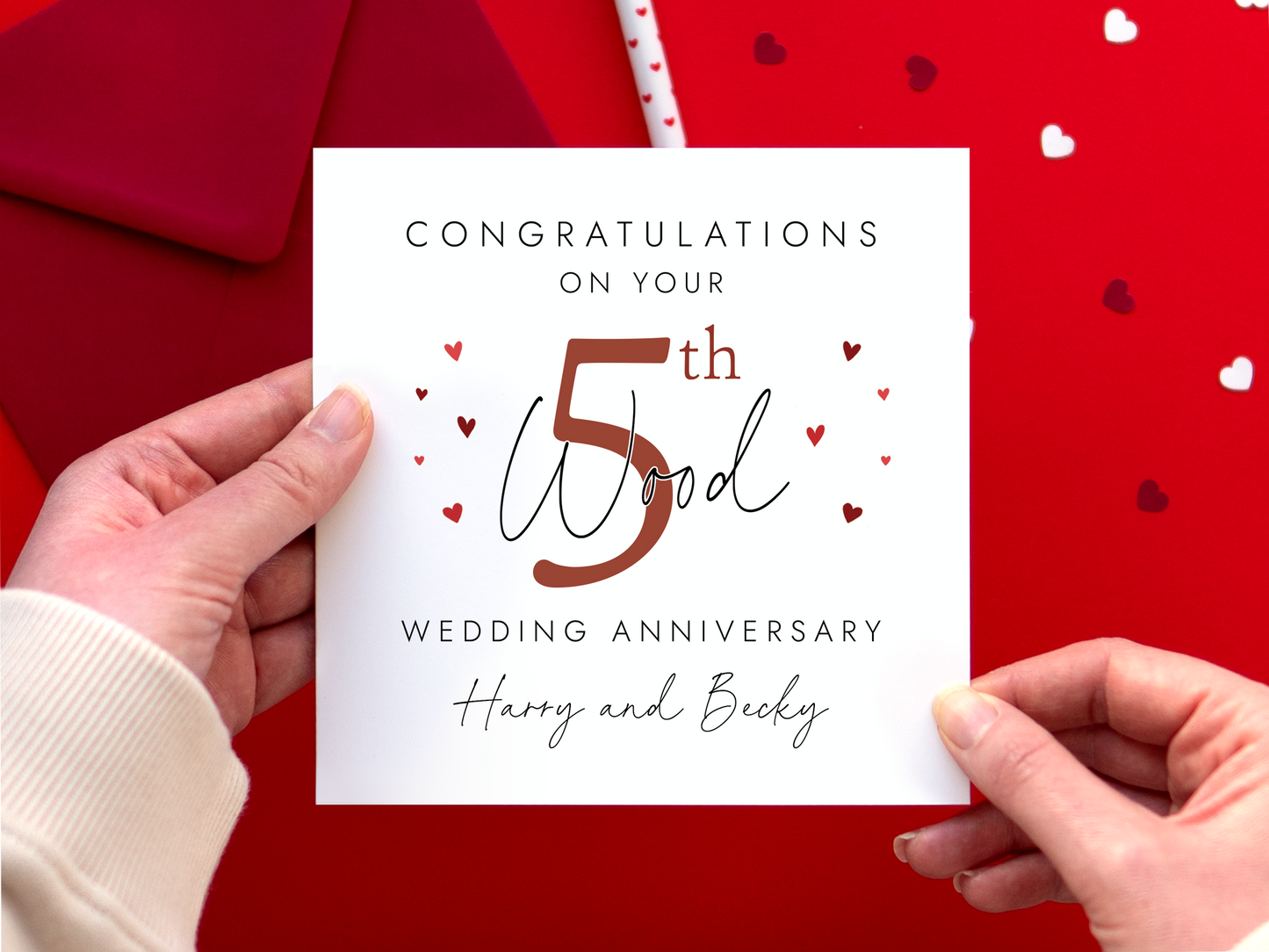 Personalised 5th Wedding Anniversary Card for Couple