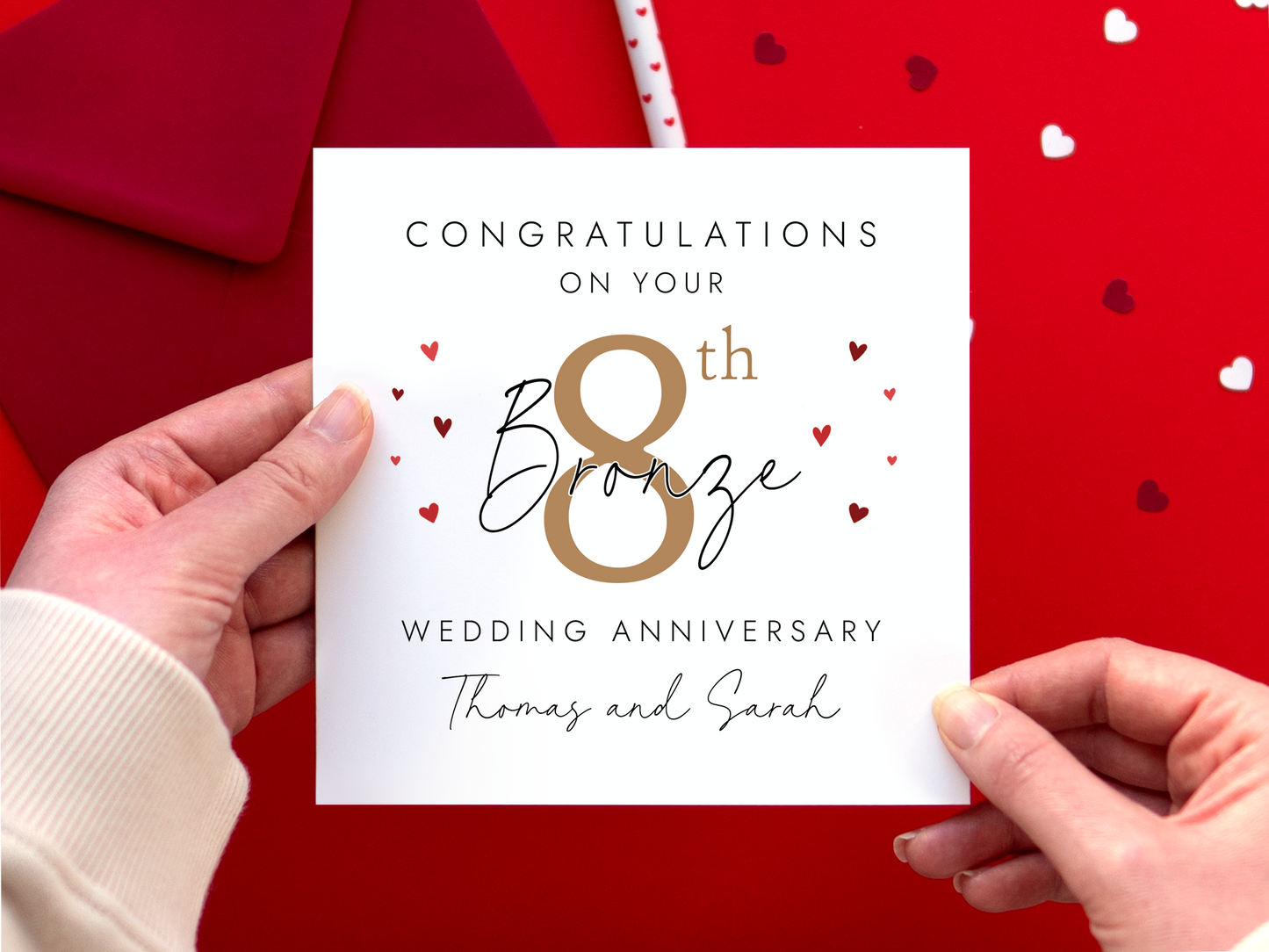 Personalised 8th Wedding Anniversary Card for Couple