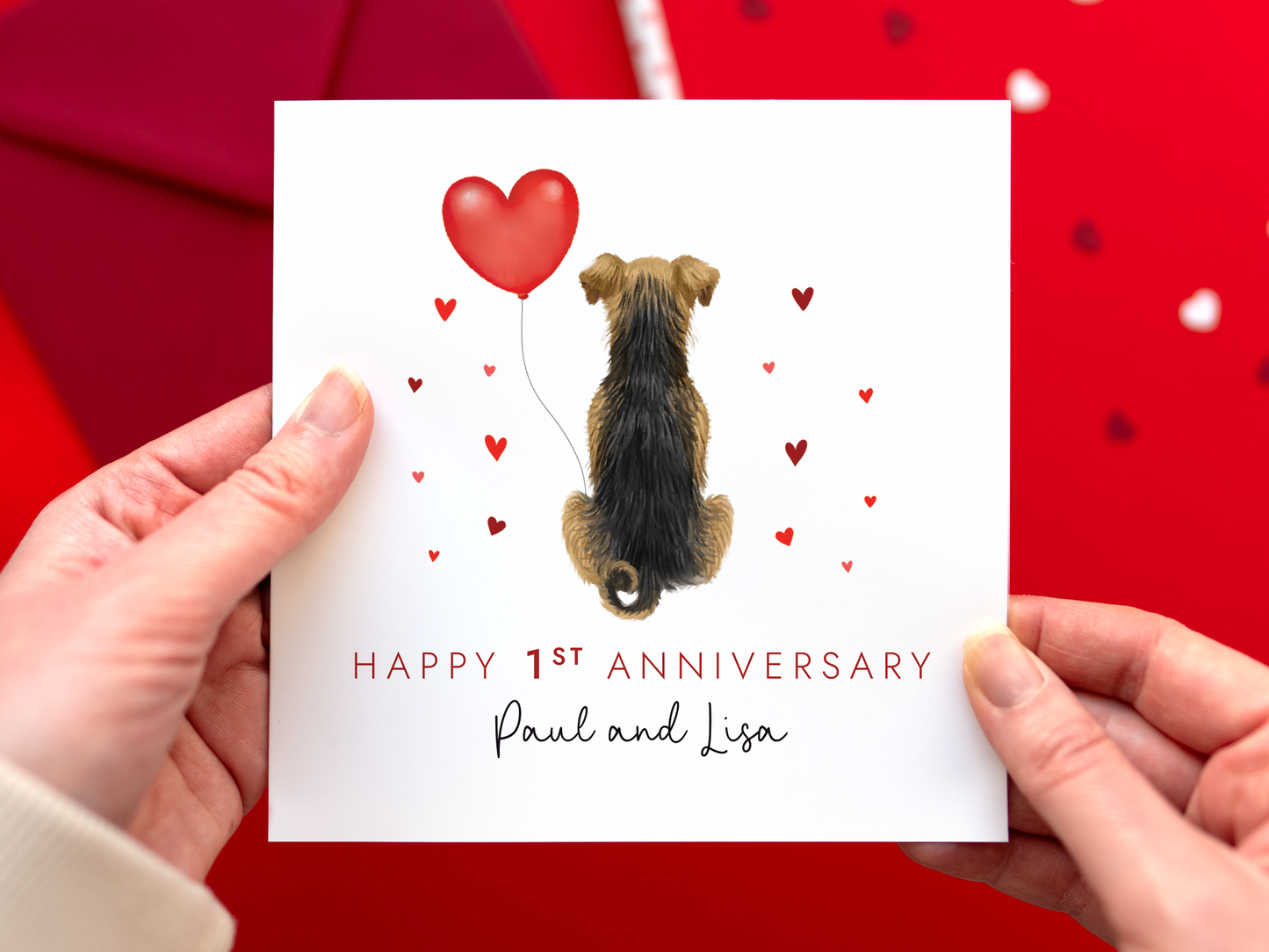 Personalised Airedale Terrier Dog Anniversary Card
