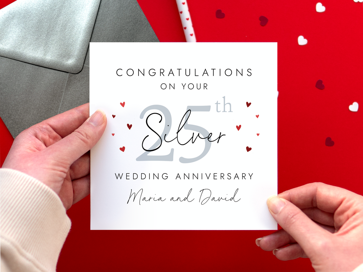 Personalised 25th Wedding Anniversary Card for Couple