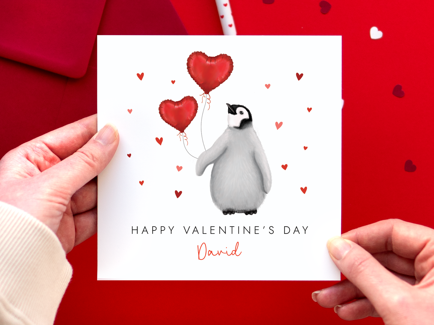 Personalised Baby Penguin Valentine's Day Card