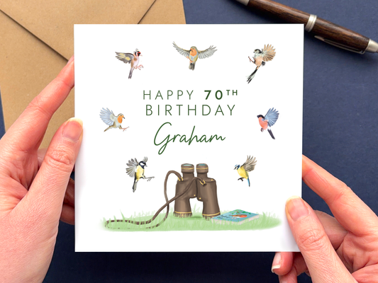 Personalised Birdwatching 70th Birthday Card