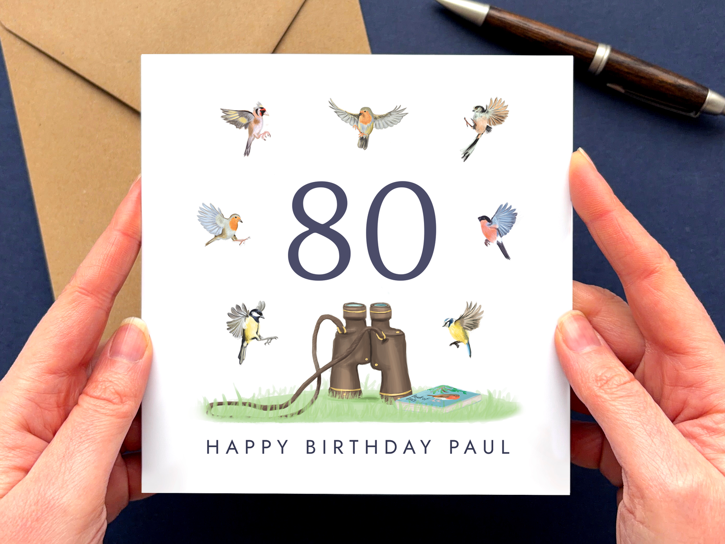 Personalised Birdwatching 80th Birthday Card