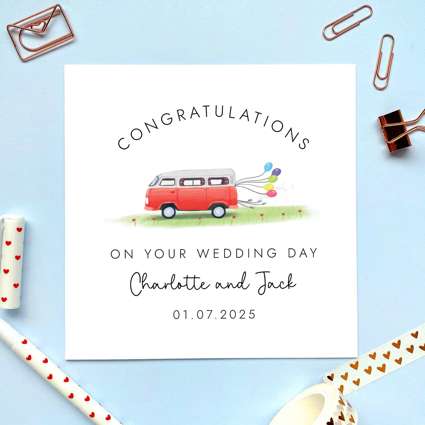 Personalised Camper Van Wedding Card