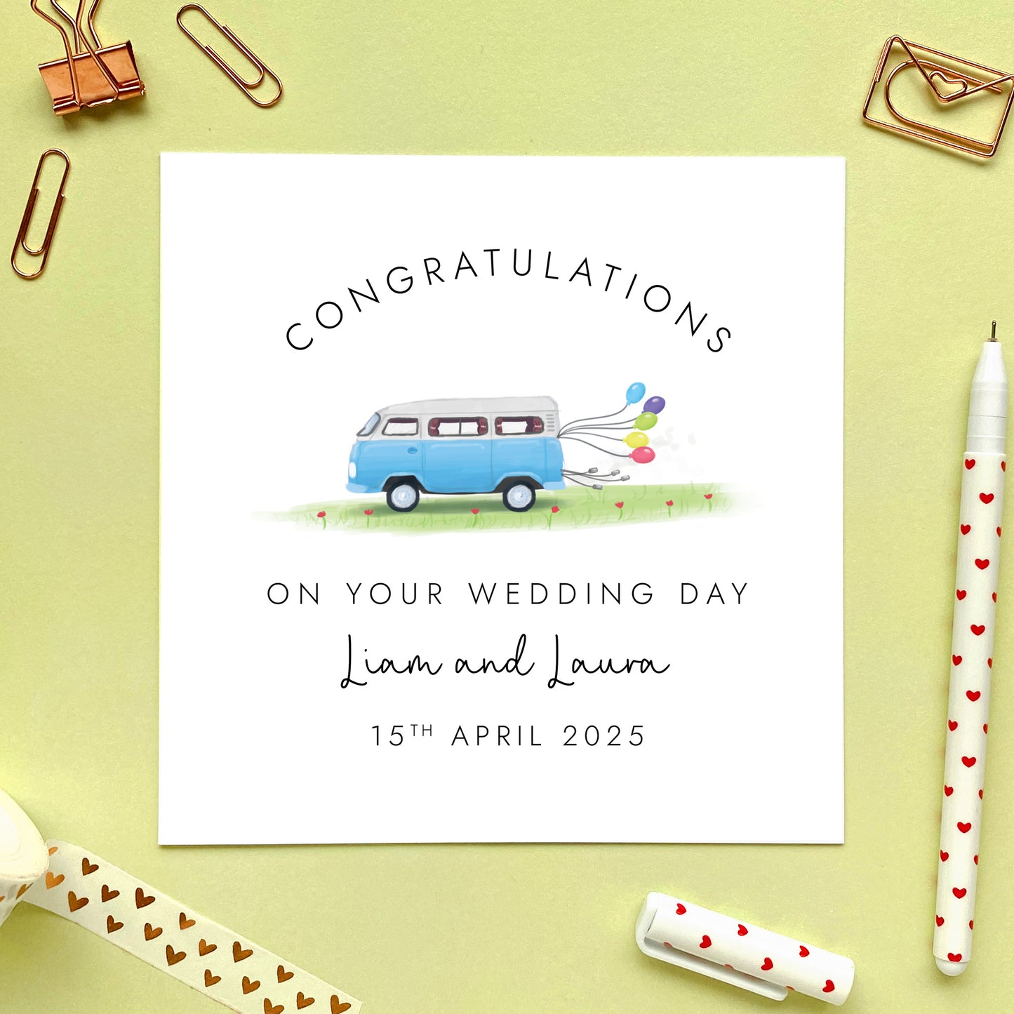 Personalised Camper Van Wedding Card