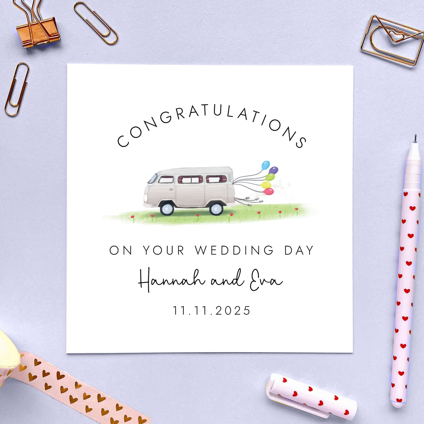 Personalised Camper Van Wedding Card