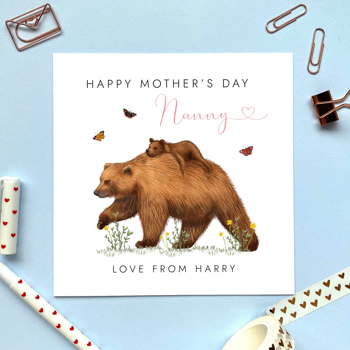 Personalised Bear Mum & Baby Mother's Day Card