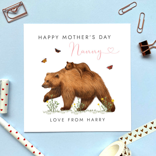 Personalised Bear Mum & Baby Mother's Day Card