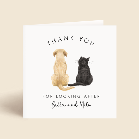 Personalised Cat and Dog Thank You Card