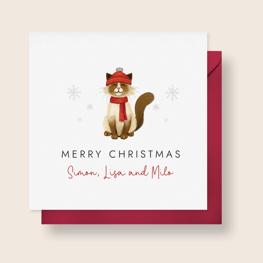 Personalised Cat Christmas Card for Couple