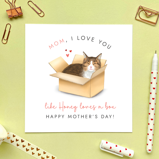 Personalised Tabby Cat Mother's Day Card for Mum