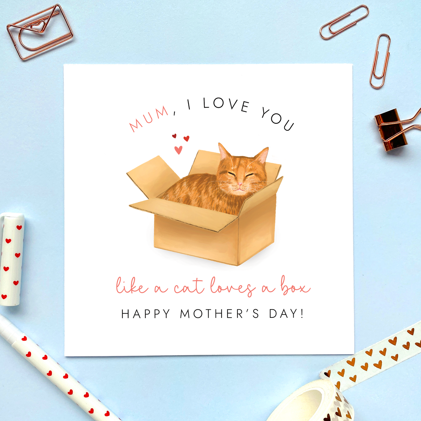 Personalised Tabby Cat Mother's Day Card for Mum