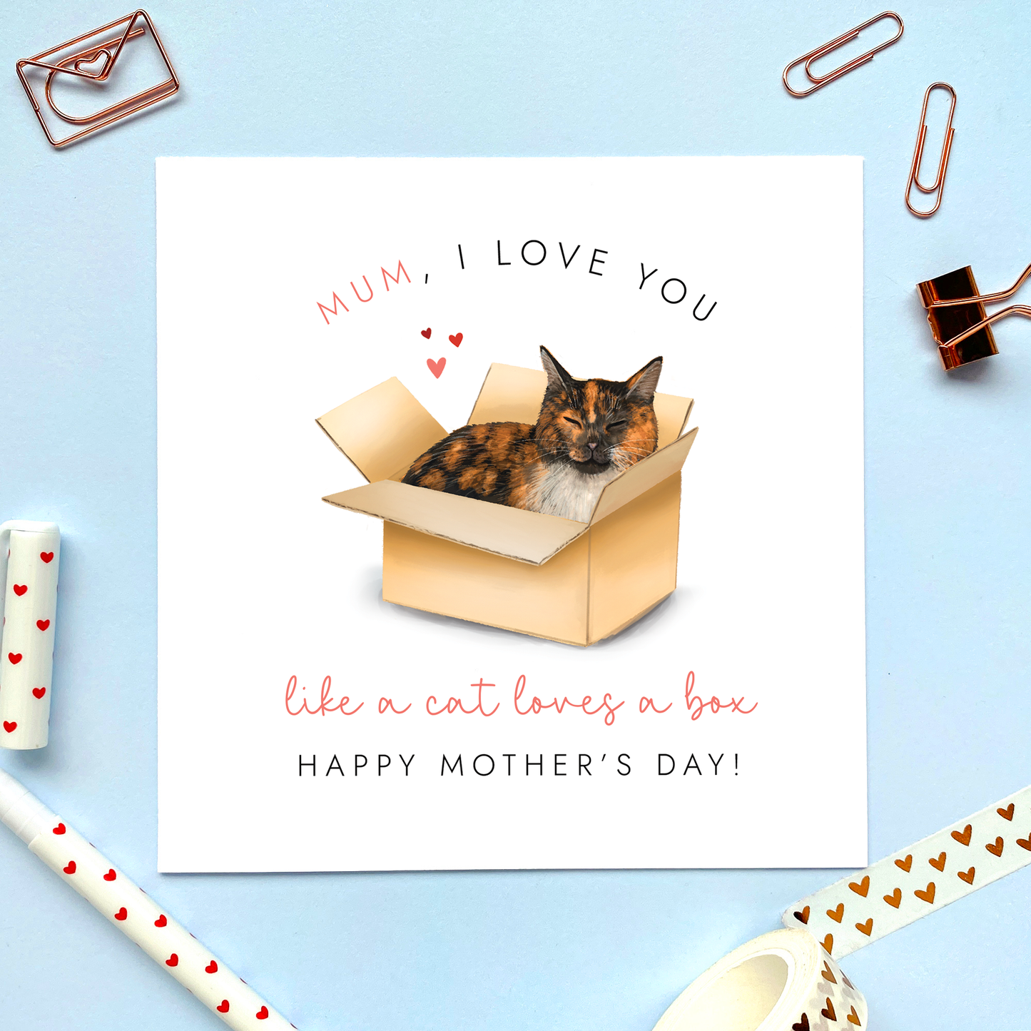 Personalised Tortoiseshell Cat Mother's Day Card for Mum