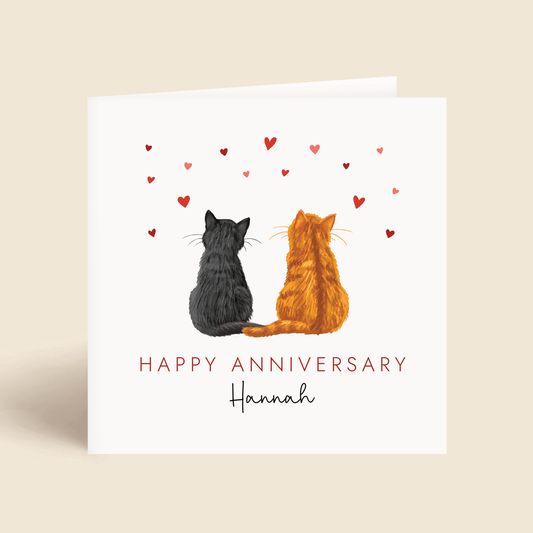 Personalised Cats Anniversary Card for Partner