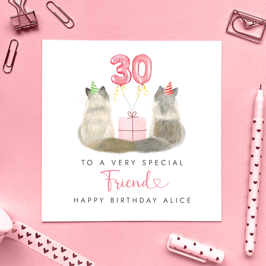 Personalised Cats Birthday Card for Friend