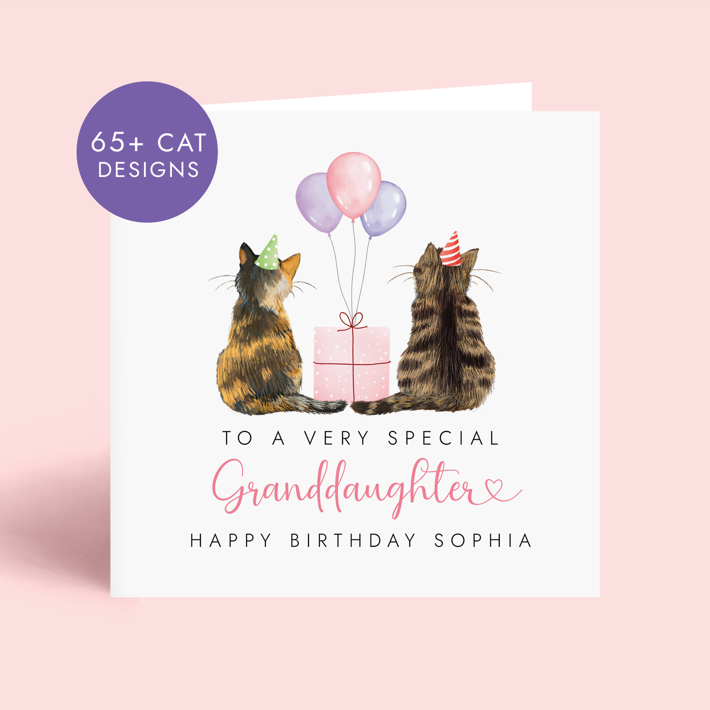 Personalised Cats Birthday Card for Granddaughter