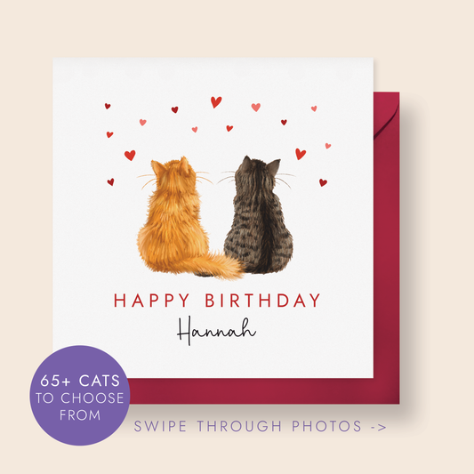 Personalised Cats Birthday Card for Partner