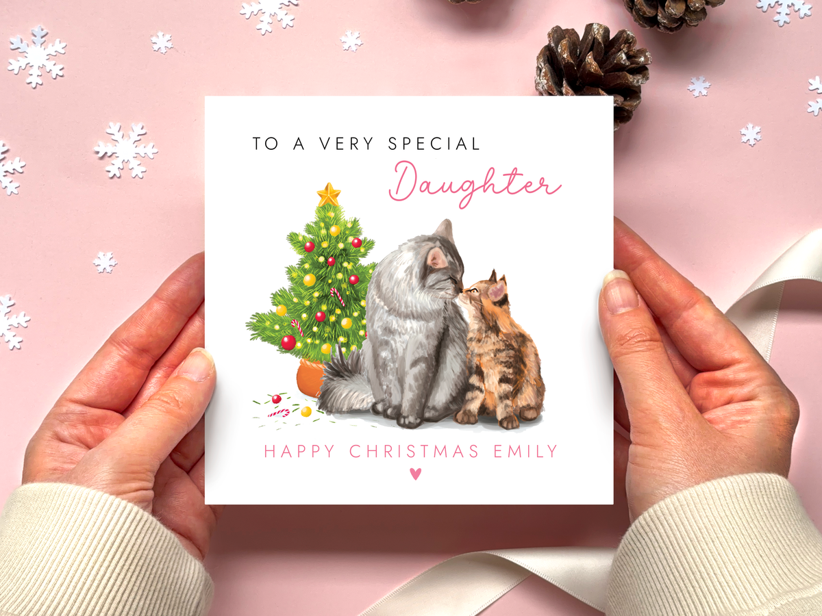 Personalised Cats Christmas Card for Daughter