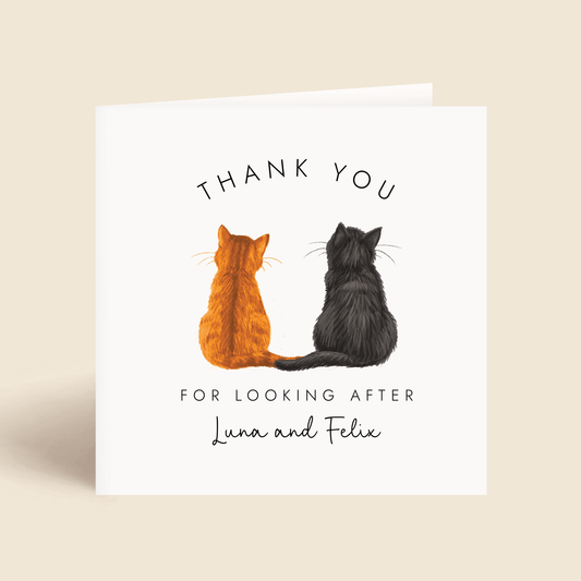 Personalised Two Cats Thank You Card