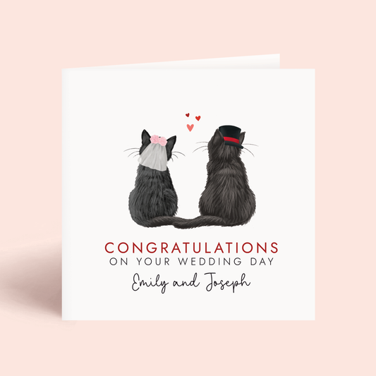 Personalised Cats Wedding Card