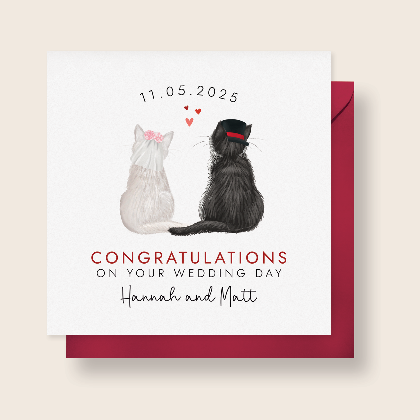 Personalised Cats Wedding Card