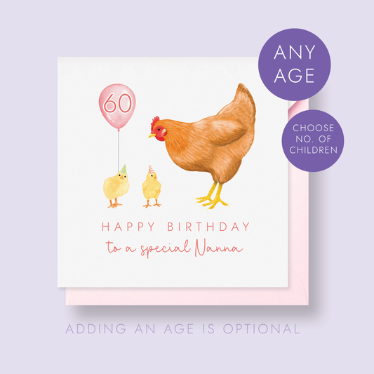 Chickens 60th Birthday Card for Nanna