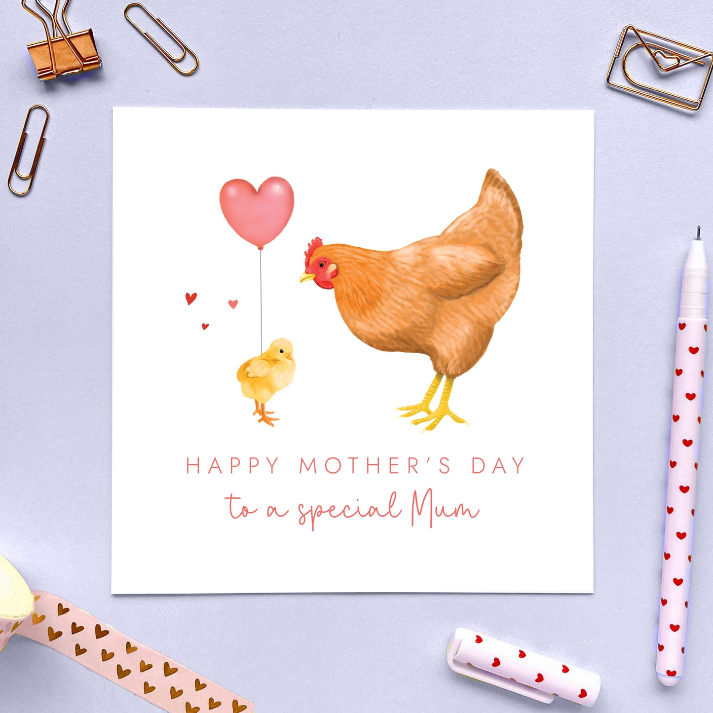 Personalised Chicken Mother's Day Card for Mum from child or baby