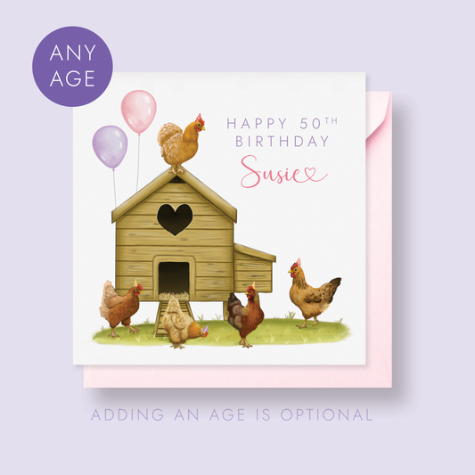 Personalised Chickens Birthday Card