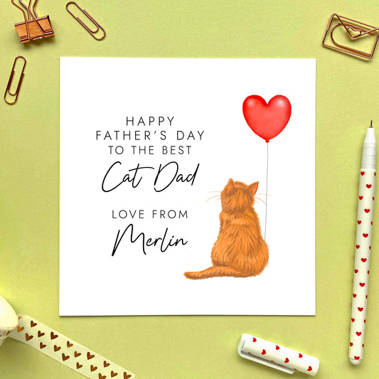 A personalised Fathers Day Card to the best Cat Dad from a ginger cat.