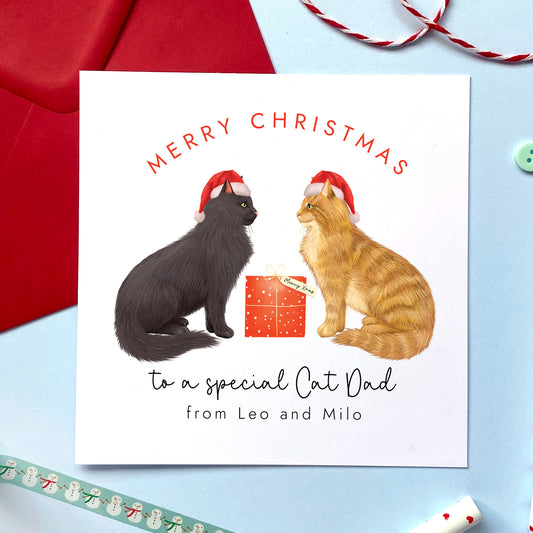 Personalised Choose the Cats Christmas Card for Cat Dad