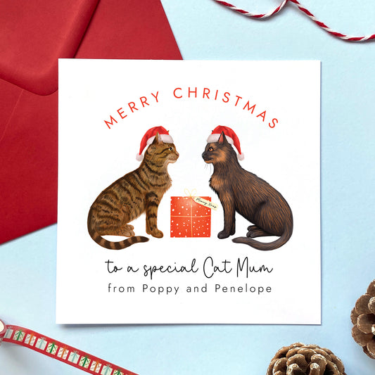 Personalised Choose the Cats Christmas Card for Cat Mum