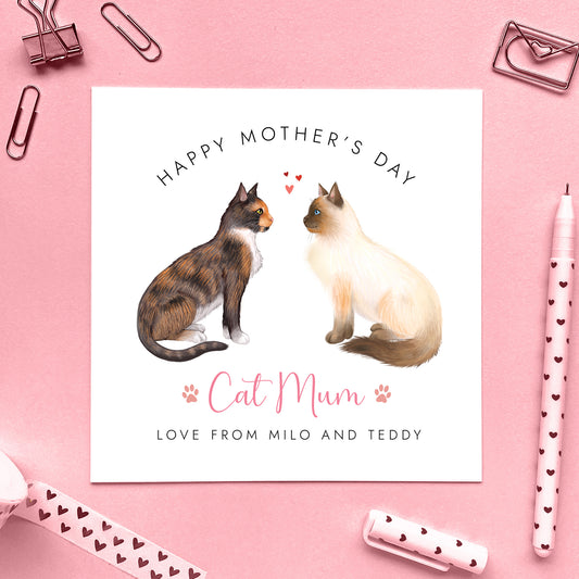 Personalised Choose the Two Cats Mother's Day Card