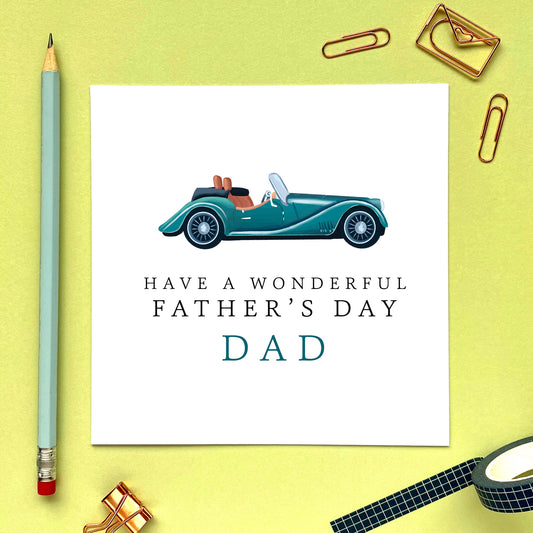 Vintage Car Fathers Day Card for Dad or Grandad