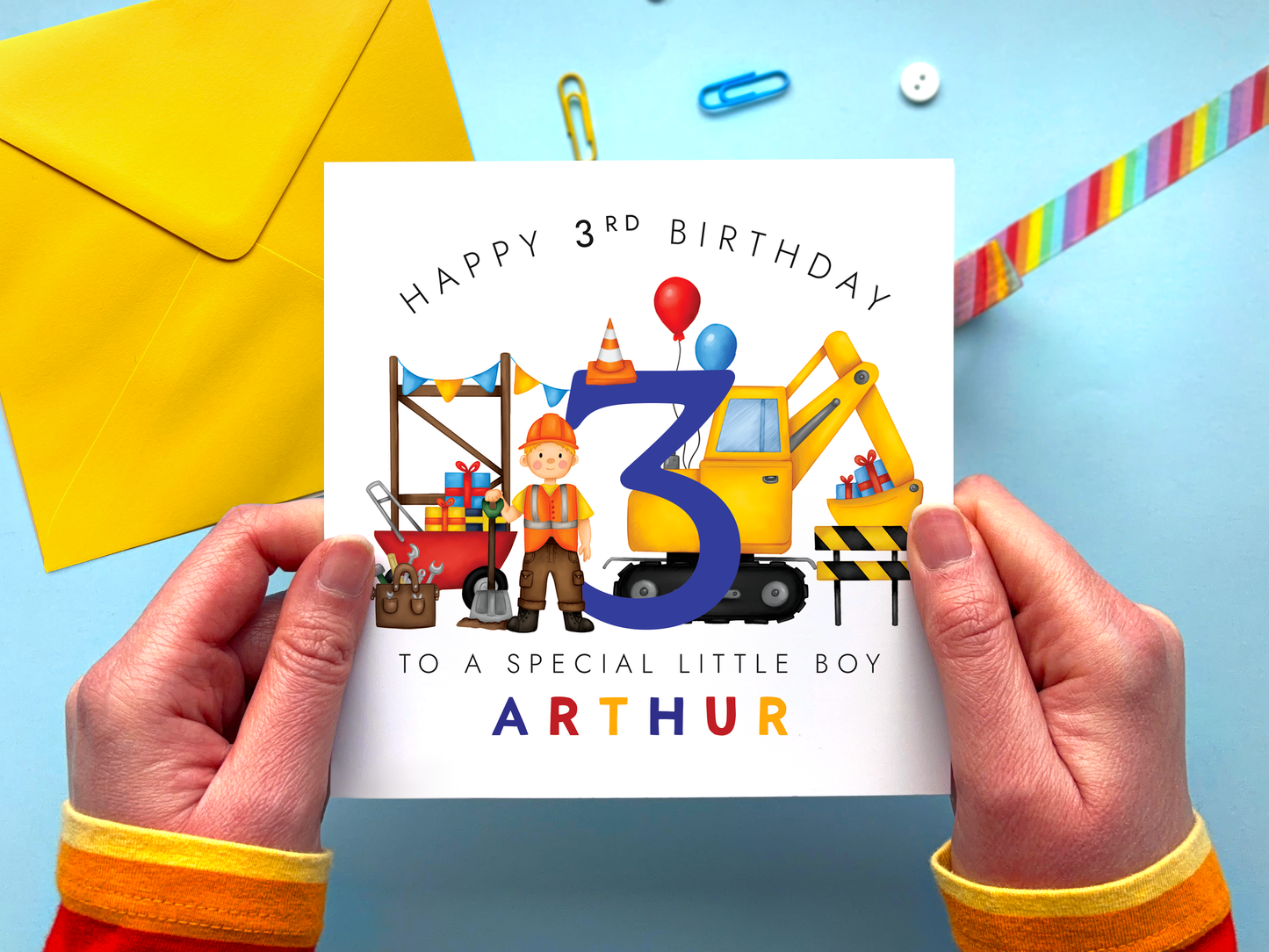 Personalised Construction Birthday Card
