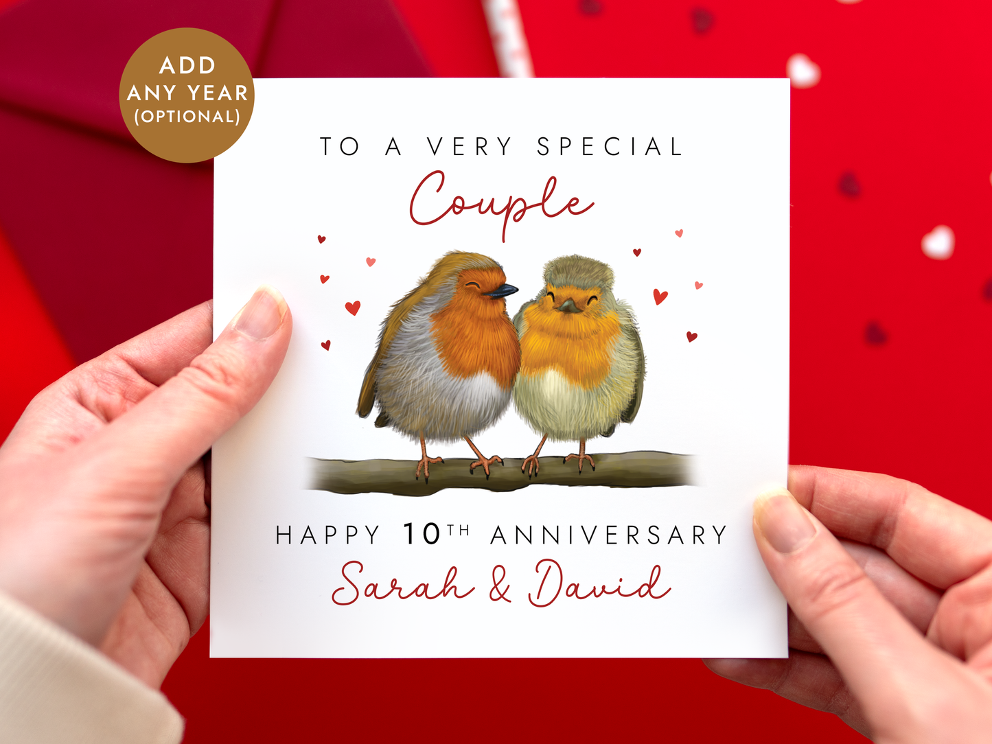 Personalised Robins Anniversary Card for Couple