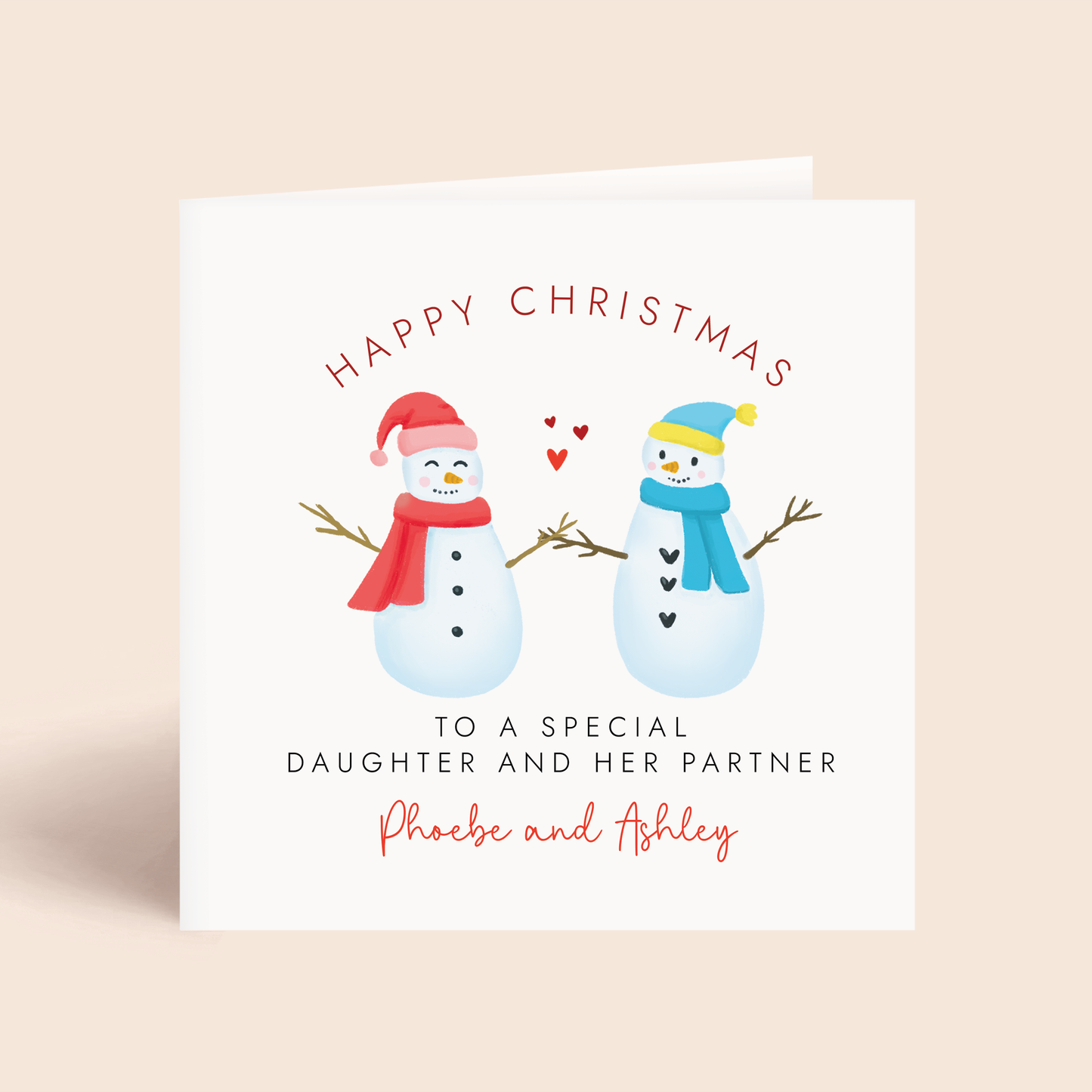 Personalised Christmas Card for Daughter and Partner
