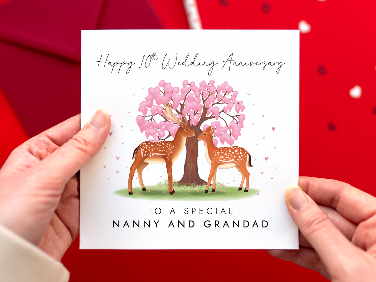 Personalised Deer Anniversary Card for Mum and Dad