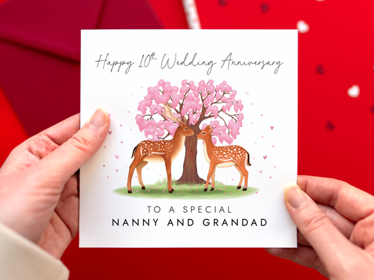 Personalised Deer Anniversary Card for Mum and Dad