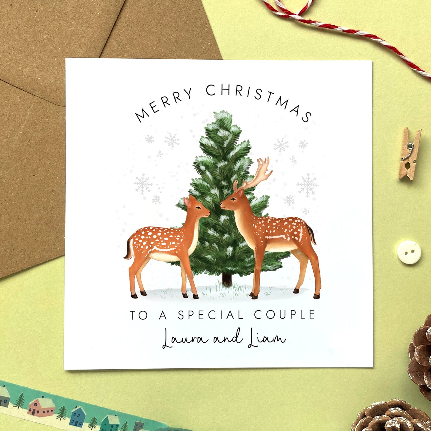 Personalised Deer Couple Christmas Card