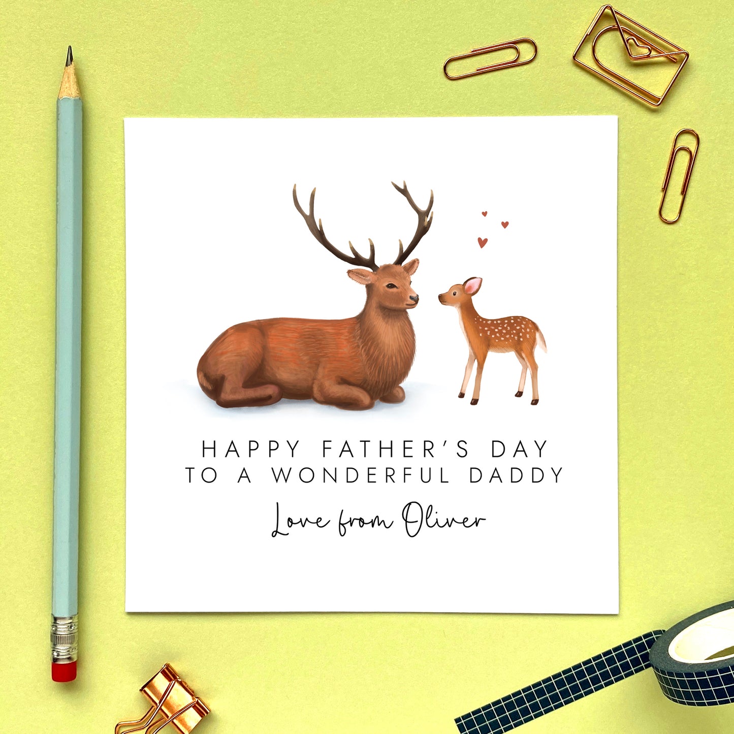 Personalised Deer Fathers Day Card from 2 Children