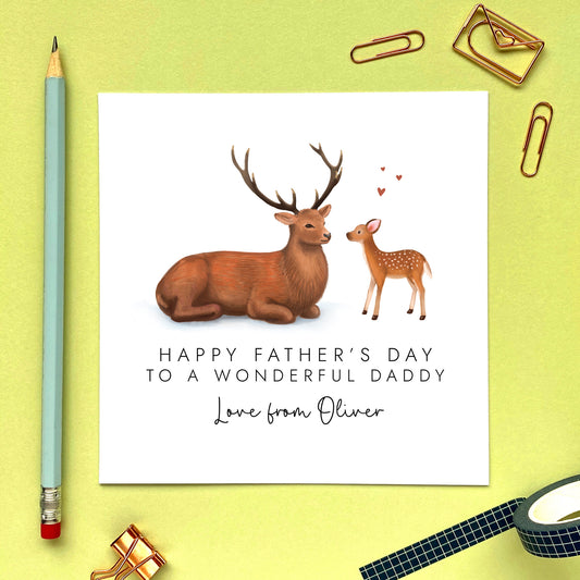 Personalised Deer Fathers Day Card from 2 Children