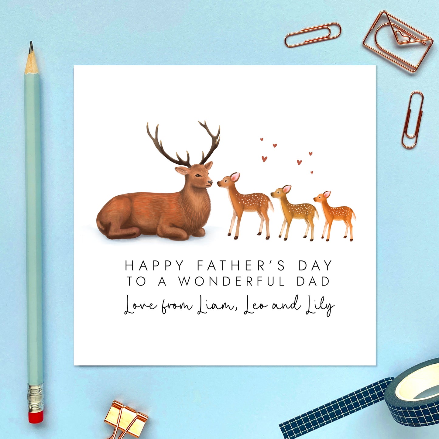 Personalised Deer Fathers Day Card from 2 Children