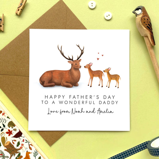 Personalised Deer Fathers Day Card from 3 Children